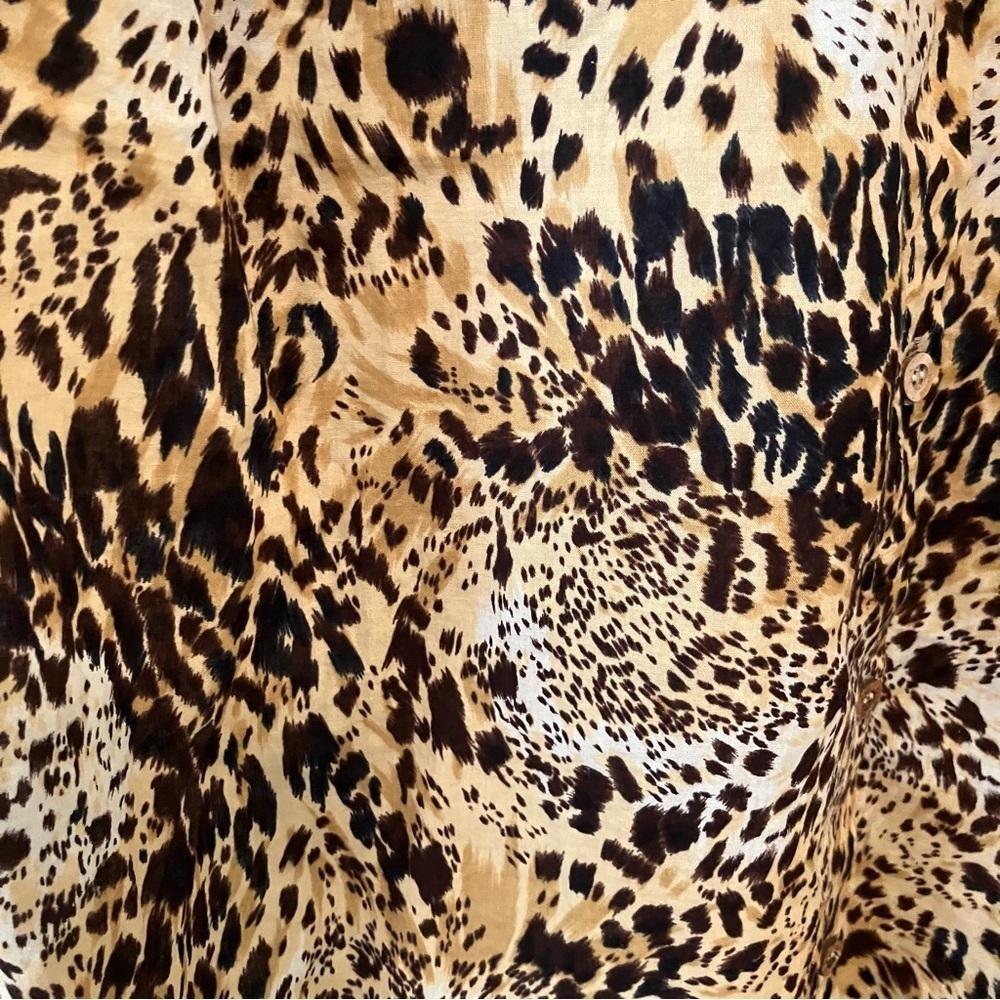VTG 90s Cheetah Animal Print Women’s Button Up Blouse Sz. 1X Cotton Mob Wife - Picture 3 of 5